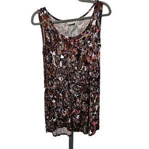 LOGO Lori Goldstein Layers Printed Tank Top Womens Size S Stretch Multicolor